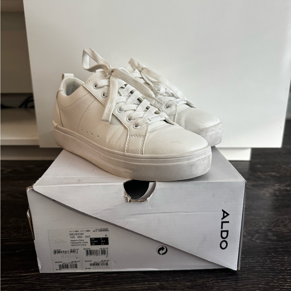 Aldo Off-White Lace-Up Platform Sneakers